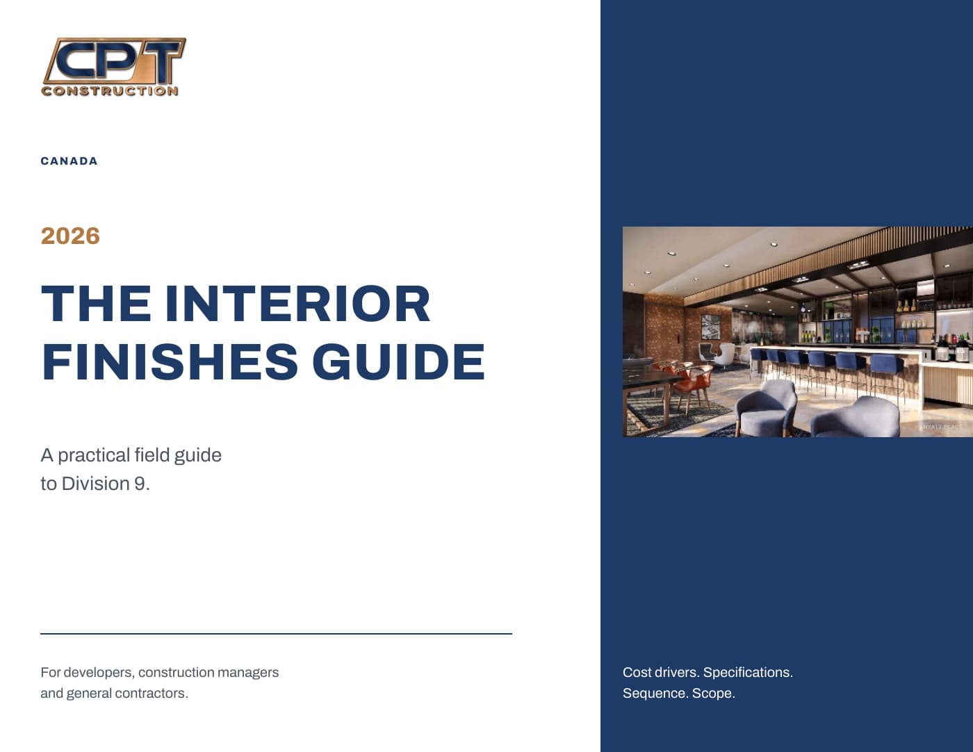 Cover of The Interior Finishes Guide 2026, featuring a Hyatt Place interior